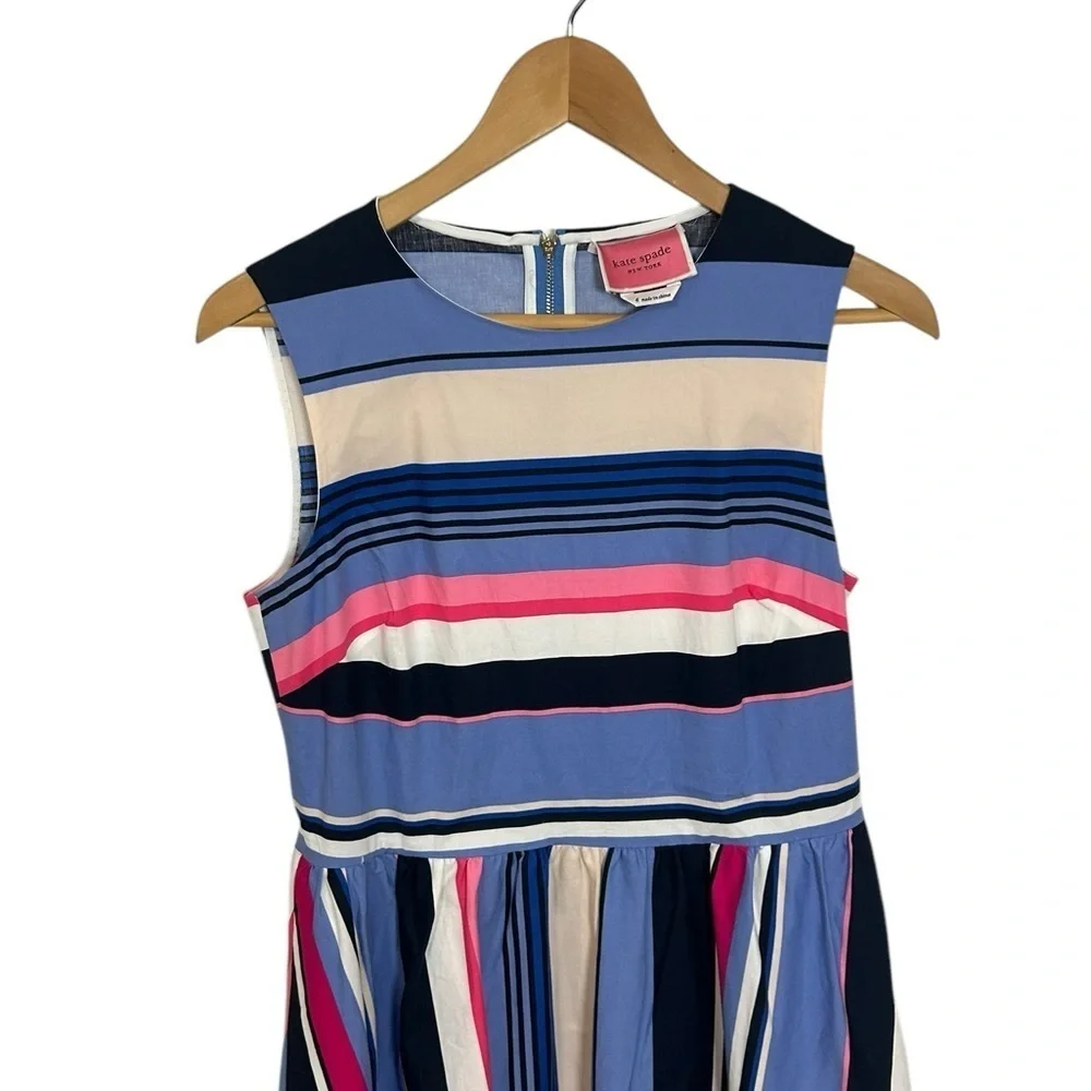 Kate Spade Iconic Colorful Berber Fit & Flare Striped Exposed Zipper Dress Sz 4